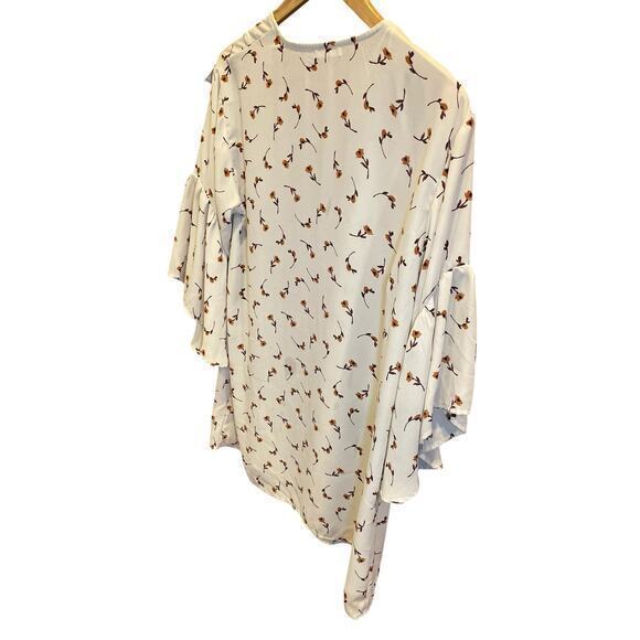 Mi Ami‎ Kimono Shirt Women's Medium Ivory Floral Bell Sleeve Open Front Boho - Picture 5 of 9